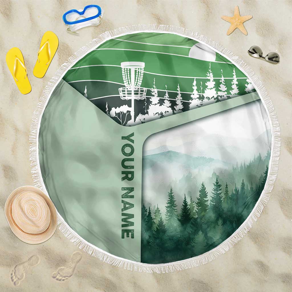 Custom Disc Golf Beach Blanket with Forest Landscape Basket Silhouette - Wonder Print Shop