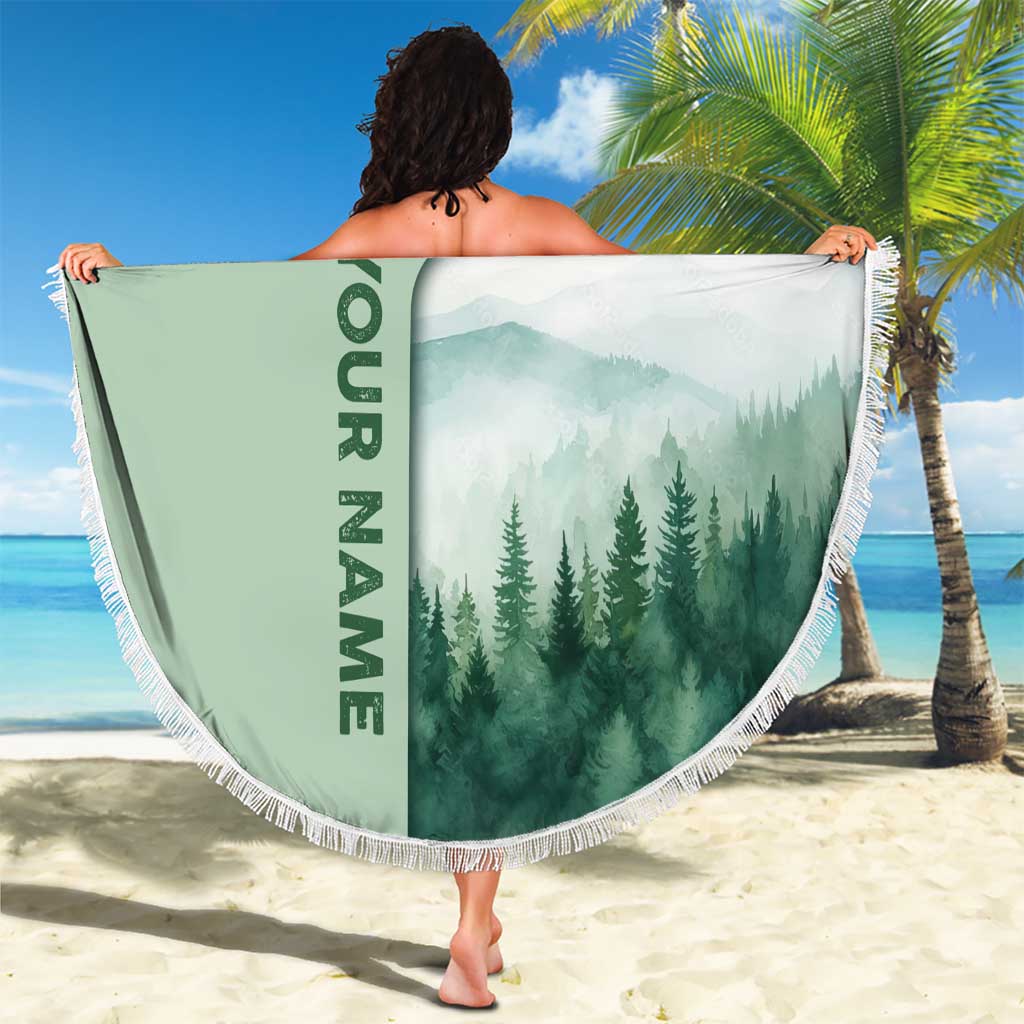Custom Disc Golf Beach Blanket with Forest Landscape Basket Silhouette - Wonder Print Shop