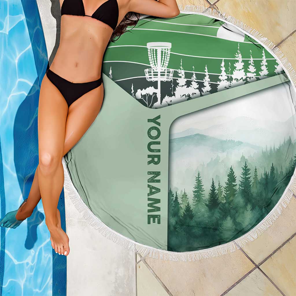 Custom Disc Golf Beach Blanket with Forest Landscape Basket Silhouette - Wonder Print Shop