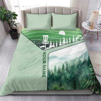 Custom Disc Golf Bedding Set with Forest Landscape Basket Silhouette - Wonder Print Shop