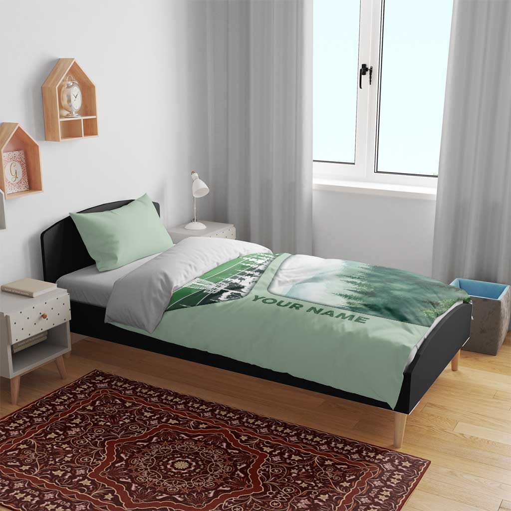 Custom Disc Golf Bedding Set with Forest Landscape Basket Silhouette - Wonder Print Shop