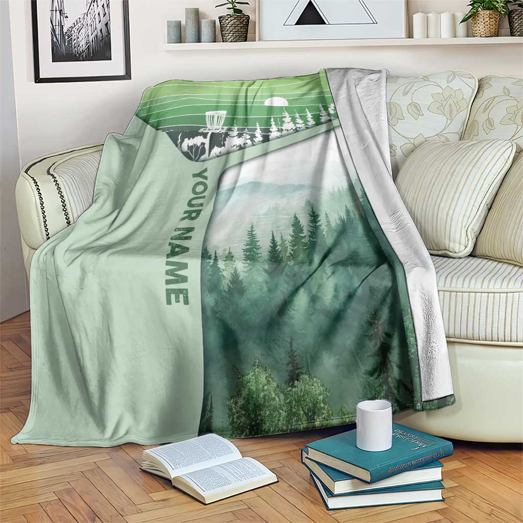 Custom Disc Golf Blanket with Forest Landscape Basket Silhouette - Wonder Print Shop