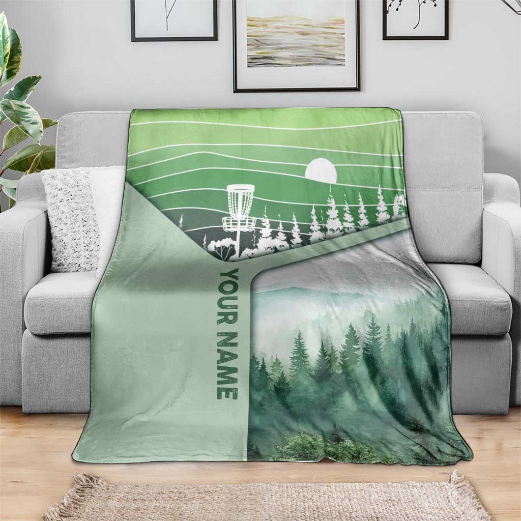 Custom Disc Golf Blanket with Forest Landscape Basket Silhouette - Wonder Print Shop