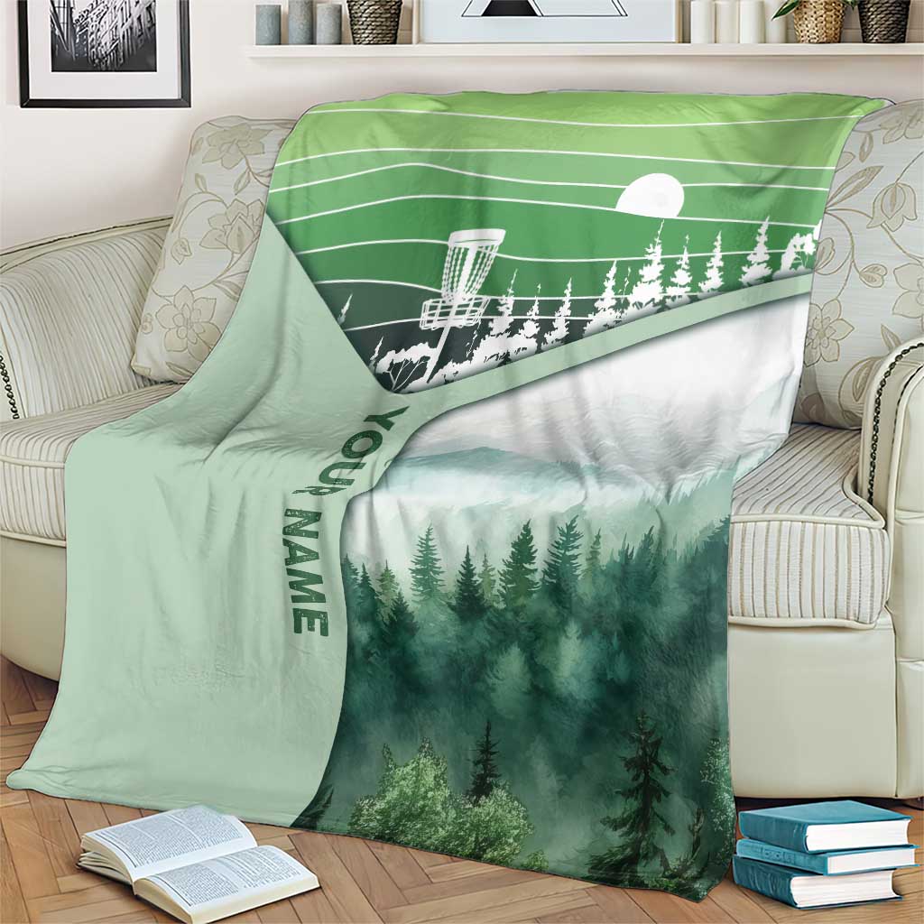 Custom Disc Golf Blanket with Forest Landscape Basket Silhouette - Wonder Print Shop