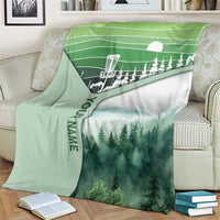 Custom Disc Golf Blanket with Forest Landscape Basket Silhouette - Wonder Print Shop