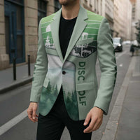 Custom Disc Golf Blazer with Forest Landscape Basket Silhouette - Wonder Print Shop