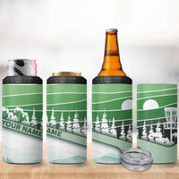 Custom Disc Golf 4 in 1 Can Cooler Tumbler with Forest Landscape Basket Silhouette - Wonder Print Shop
