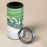 Custom Disc Golf 4 in 1 Can Cooler Tumbler with Forest Landscape Basket Silhouette - Wonder Print Shop