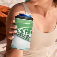 Custom Disc Golf 4 in 1 Can Cooler Tumbler with Forest Landscape Basket Silhouette - Wonder Print Shop