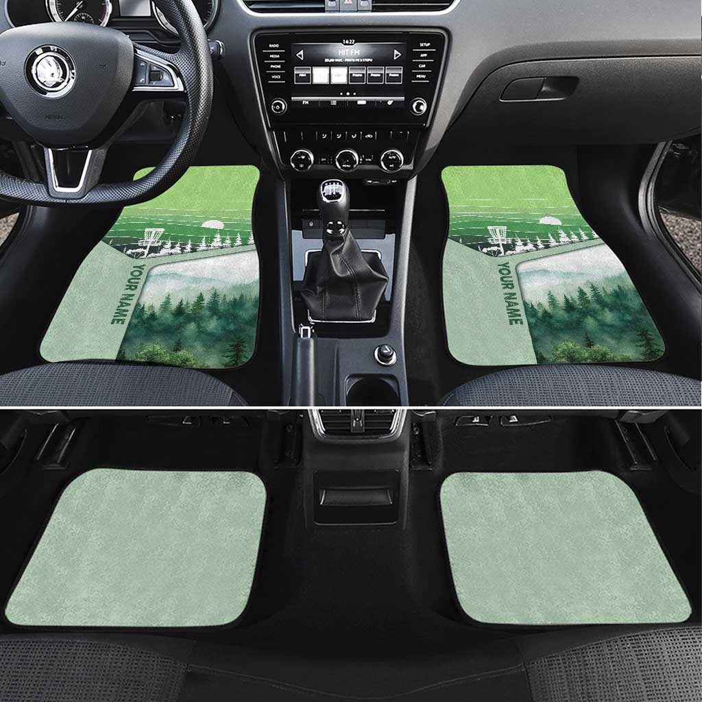 Custom Disc Golf Car Mats with Forest Landscape Basket Silhouette - Wonder Print Shop