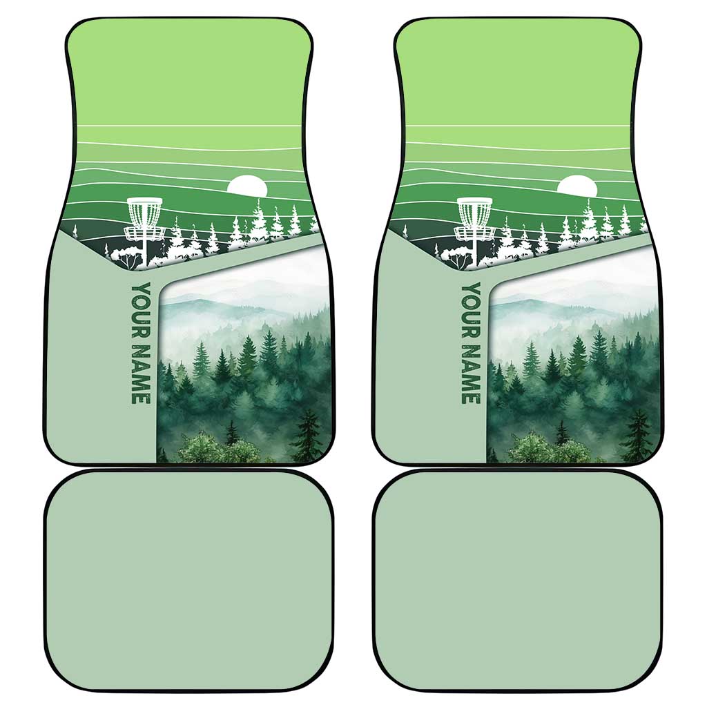 Custom Disc Golf Car Mats with Forest Landscape Basket Silhouette - Wonder Print Shop
