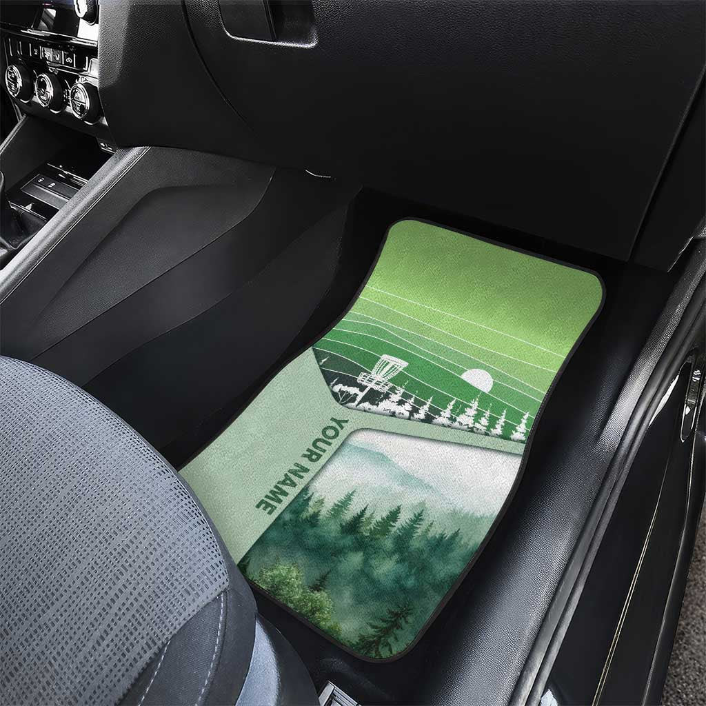 Custom Disc Golf Car Mats with Forest Landscape Basket Silhouette - Wonder Print Shop