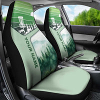 Custom Disc Golf Car Seat Cover with Forest Landscape Basket Silhouette - Wonder Print Shop