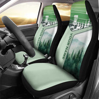 Custom Disc Golf Car Seat Cover with Forest Landscape Basket Silhouette - Wonder Print Shop