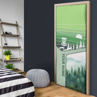Custom Disc Golf Door Cover with Forest Landscape Basket Silhouette - Wonder Print Shop