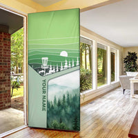 Custom Disc Golf Door Cover with Forest Landscape Basket Silhouette - Wonder Print Shop