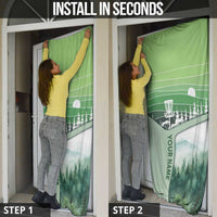 Custom Disc Golf Door Cover with Forest Landscape Basket Silhouette - Wonder Print Shop
