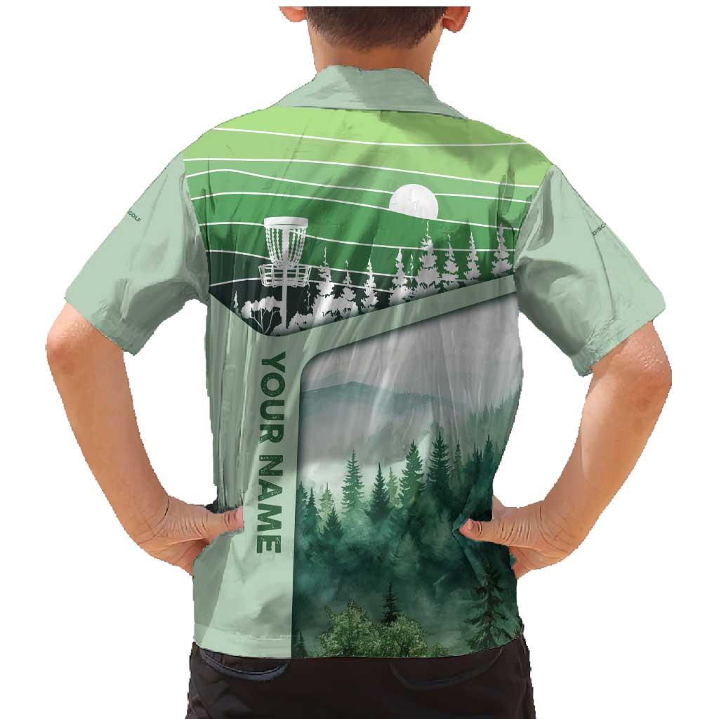 Custom Disc Golf Family Matching Mermaid Dress and Hawaiian Shirt with Forest Landscape Basket Silhouette - Wonder Print Shop