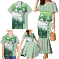 Custom Disc Golf Family Matching Mermaid Dress and Hawaiian Shirt with Forest Landscape Basket Silhouette - Wonder Print Shop