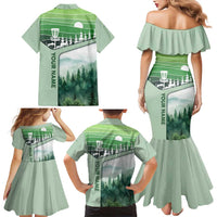 Custom Disc Golf Family Matching Mermaid Dress and Hawaiian Shirt with Forest Landscape Basket Silhouette - Wonder Print Shop