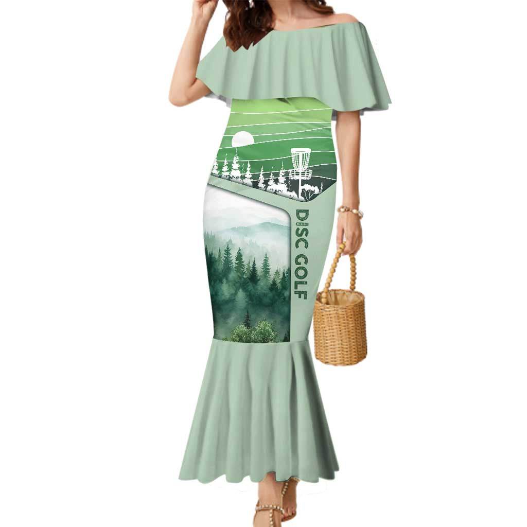 Custom Disc Golf Family Matching Mermaid Dress and Hawaiian Shirt with Forest Landscape Basket Silhouette - Wonder Print Shop