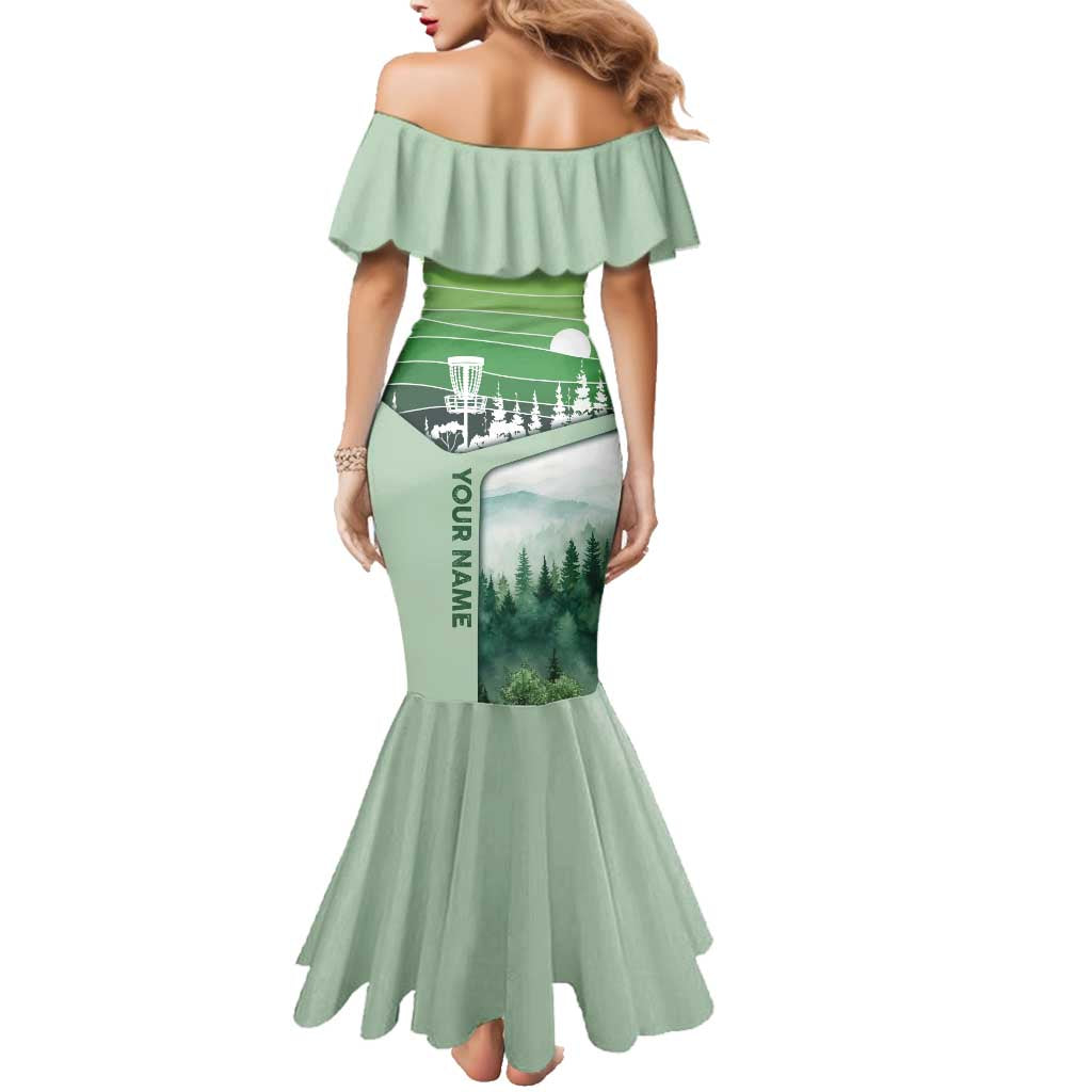 Custom Disc Golf Family Matching Mermaid Dress and Hawaiian Shirt with Forest Landscape Basket Silhouette - Wonder Print Shop