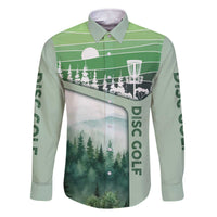 Custom Disc Golf Family Matching Off The Shoulder Long Sleeve Dress and Hawaiian Shirt with Forest Landscape Basket Silhouette - Wonder Print Shop