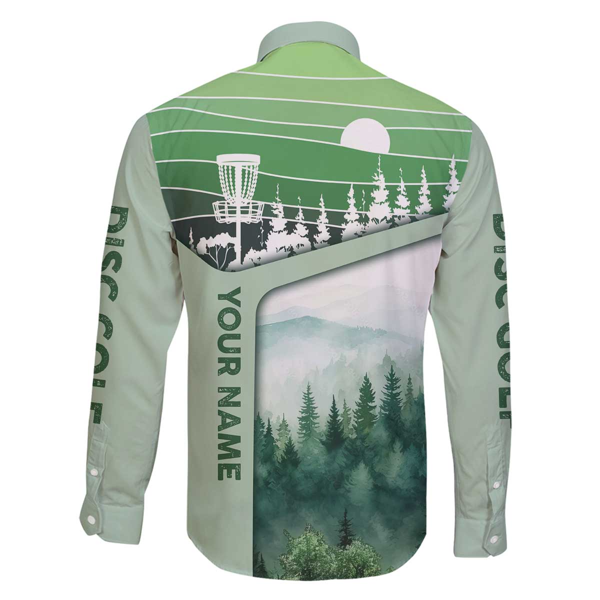 Custom Disc Golf Family Matching Off The Shoulder Long Sleeve Dress and Hawaiian Shirt with Forest Landscape Basket Silhouette - Wonder Print Shop
