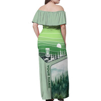 Custom Disc Golf Family Matching Off Shoulder Maxi Dress and Hawaiian Shirt with Forest Landscape Basket Silhouette - Wonder Print Shop