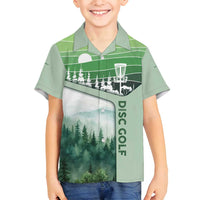 Custom Disc Golf Family Matching Off Shoulder Maxi Dress and Hawaiian Shirt with Forest Landscape Basket Silhouette - Wonder Print Shop