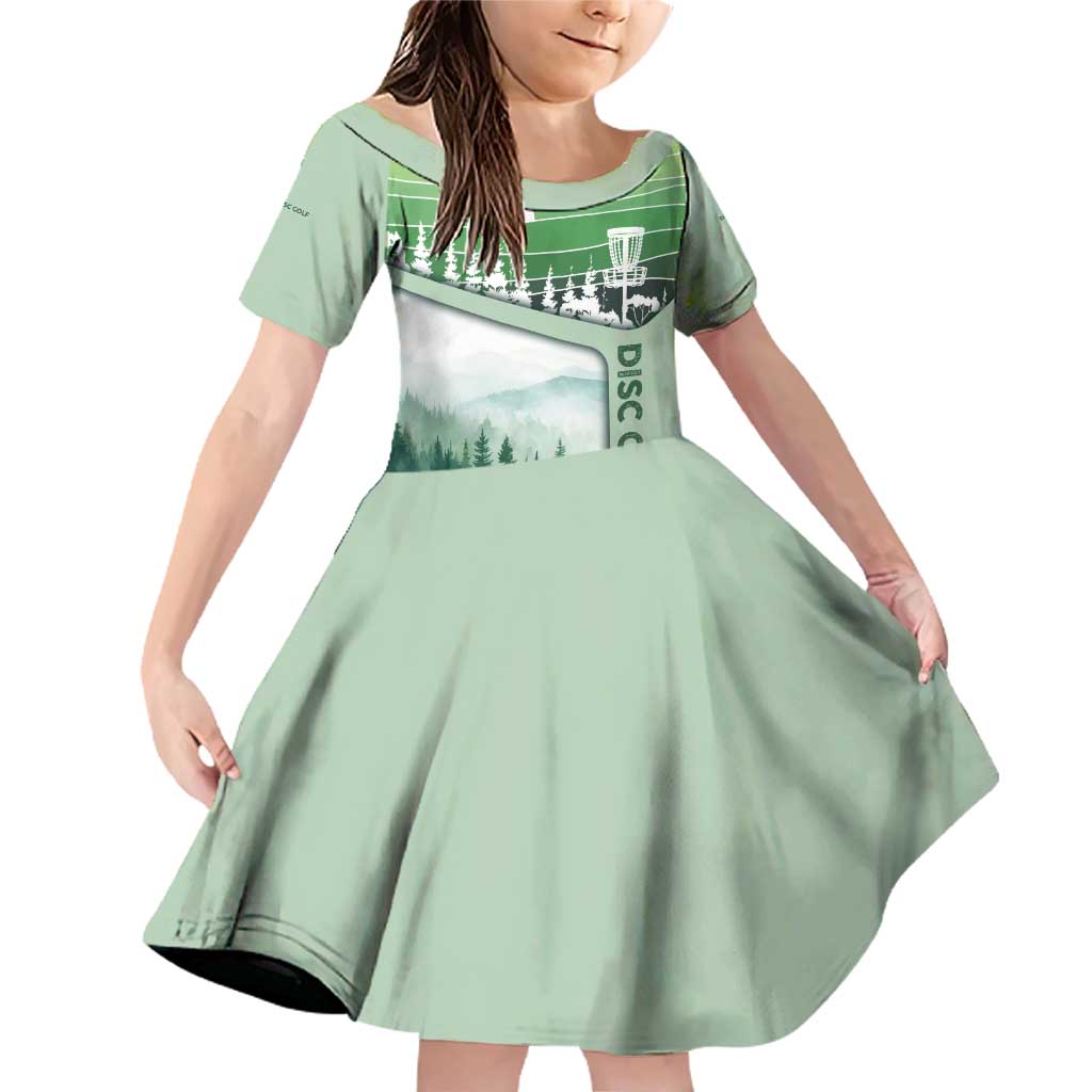 Custom Disc Golf Family Matching Off Shoulder Short Dress and Hawaiian Shirt with Forest Landscape Basket Silhouette - Wonder Print Shop