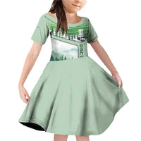 Custom Disc Golf Family Matching Off Shoulder Short Dress and Hawaiian Shirt with Forest Landscape Basket Silhouette - Wonder Print Shop