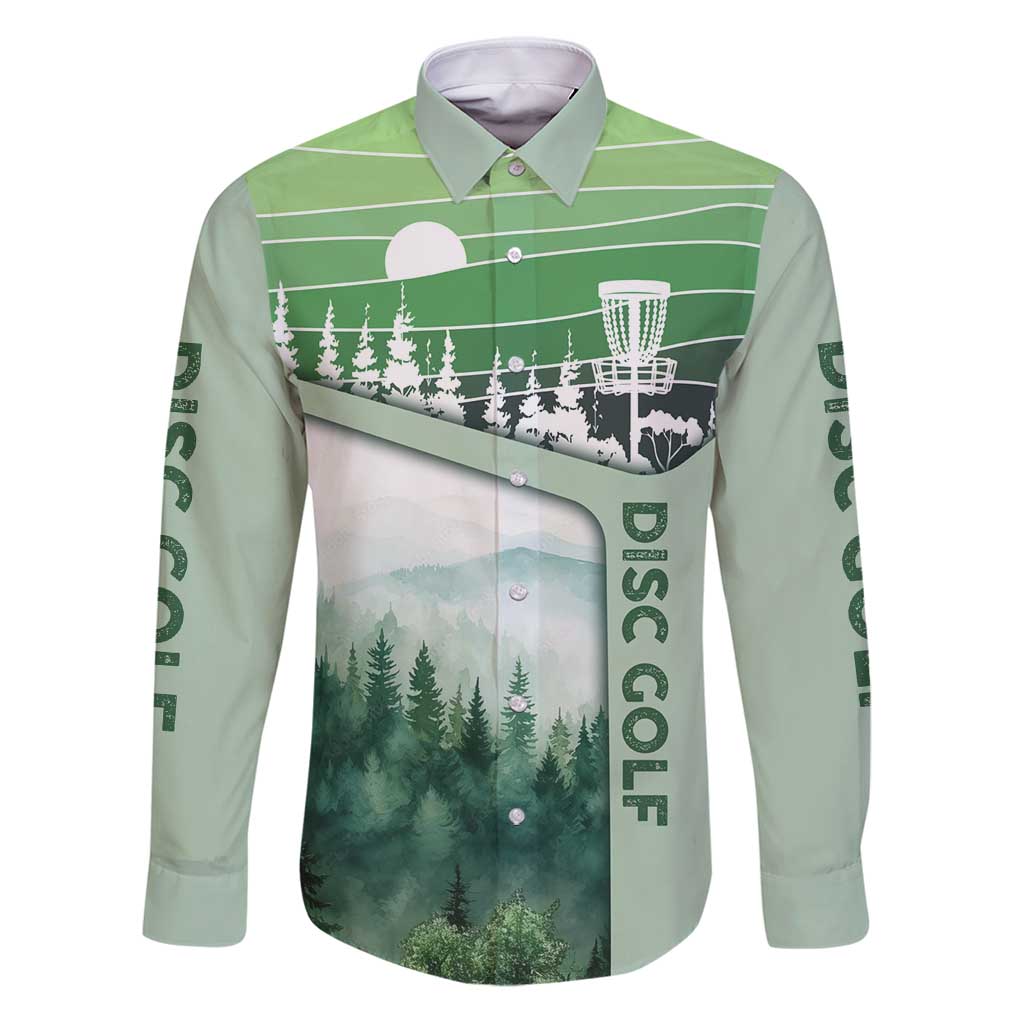 Custom Disc Golf Family Matching Puletasi and Hawaiian Shirt with Forest Landscape Basket Silhouette - Wonder Print Shop