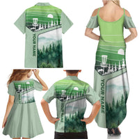 Custom Disc Golf Family Matching Summer Maxi Dress and Hawaiian Shirt with Forest Landscape Basket Silhouette - Wonder Print Shop