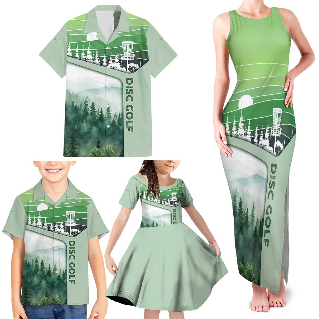Custom Disc Golf Family Matching Tank Maxi Dress and Hawaiian Shirt with Forest Landscape Basket Silhouette - Wonder Print Shop