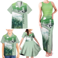 Custom Disc Golf Family Matching Tank Maxi Dress and Hawaiian Shirt with Forest Landscape Basket Silhouette - Wonder Print Shop