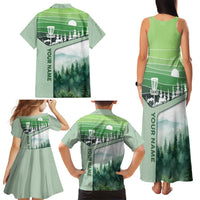 Custom Disc Golf Family Matching Tank Maxi Dress and Hawaiian Shirt with Forest Landscape Basket Silhouette - Wonder Print Shop