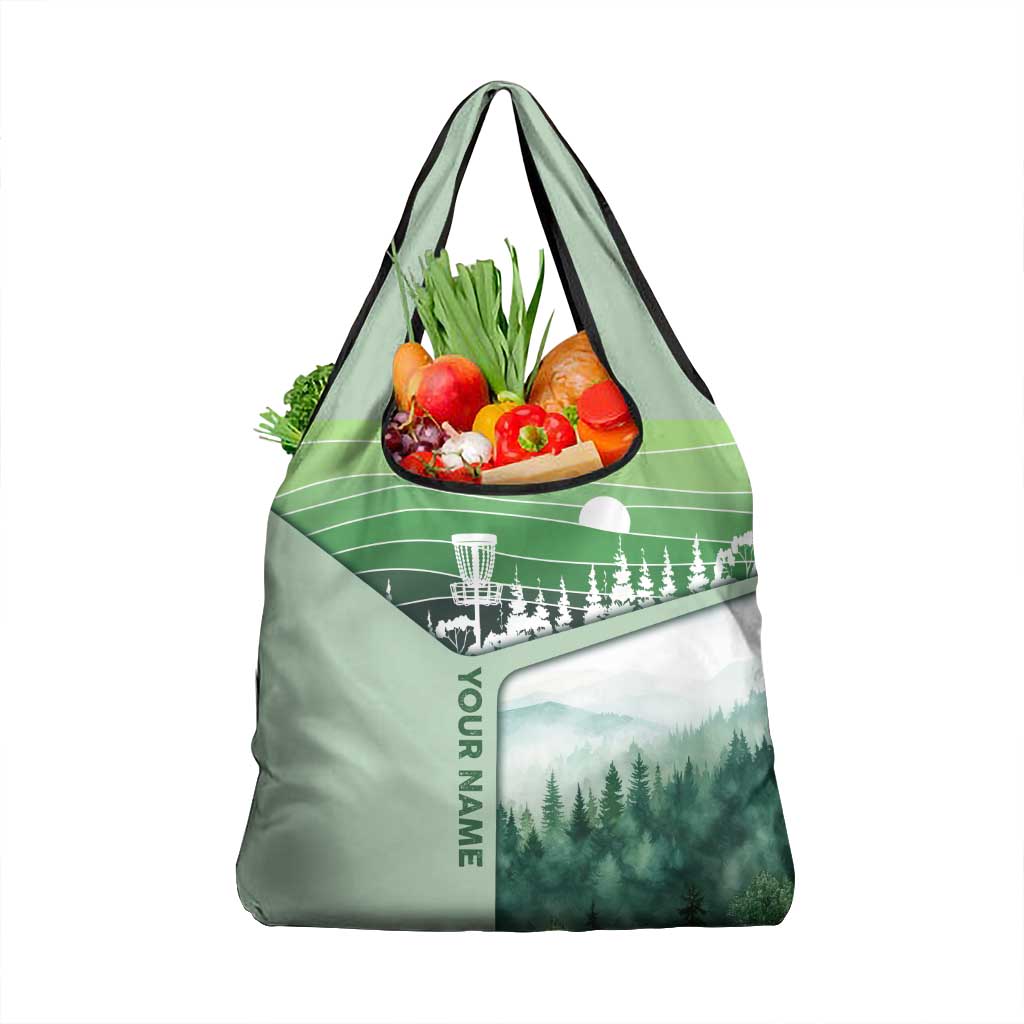 Custom Disc Golf Grocery Bag with Forest Landscape Basket Silhouette - Wonder Print Shop