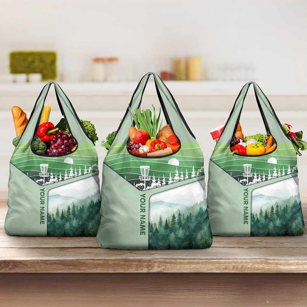 Custom Disc Golf Grocery Bag with Forest Landscape Basket Silhouette - Wonder Print Shop