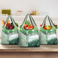 Custom Disc Golf Grocery Bag with Forest Landscape Basket Silhouette - Wonder Print Shop
