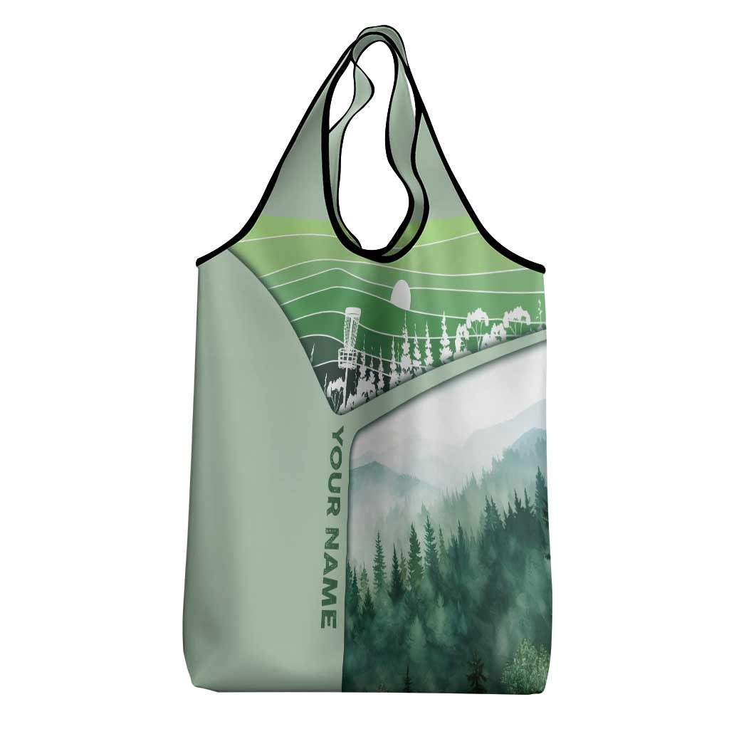 Custom Disc Golf Grocery Bag with Forest Landscape Basket Silhouette - Wonder Print Shop