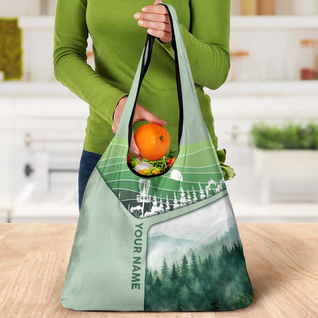 Custom Disc Golf Grocery Bag with Forest Landscape Basket Silhouette - Wonder Print Shop