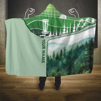 Custom Disc Golf Hooded Blanket with Forest Landscape Basket Silhouette - Wonder Print Shop