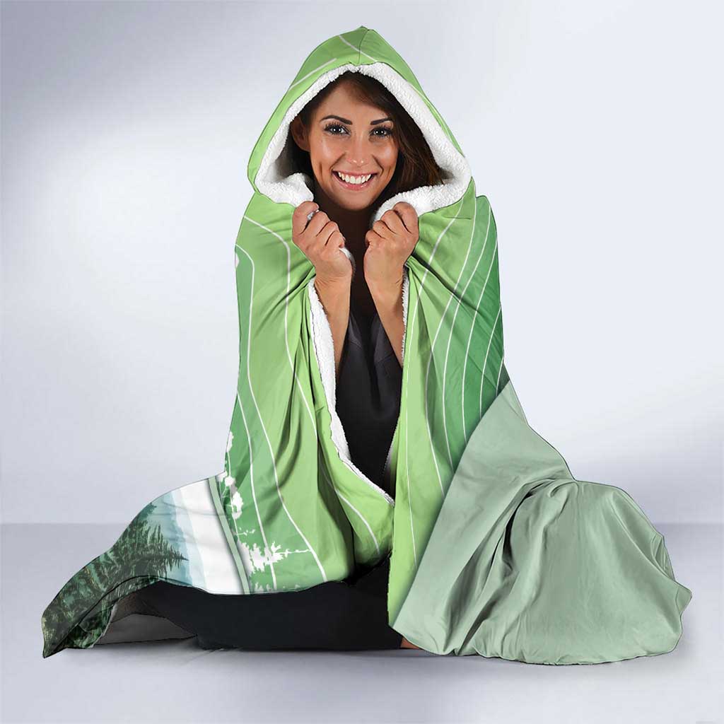 Custom Disc Golf Hooded Blanket with Forest Landscape Basket Silhouette - Wonder Print Shop