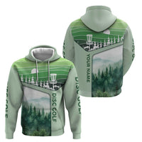 Custom Disc Golf Hoodie with Forest Landscape Basket Silhouette - Wonder Print Shop