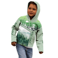 Custom Disc Golf Kid Hoodie with Forest Landscape Basket Silhouette - Wonder Print Shop