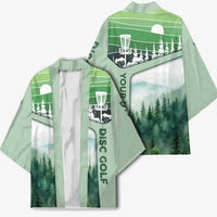 Custom Disc Golf Kimono with Forest Landscape Basket Silhouette - Wonder Print Shop