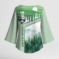 Custom Disc Golf Kimono Sleeve Blouse with Forest Landscape Basket Silhouette - Wonder Print Shop