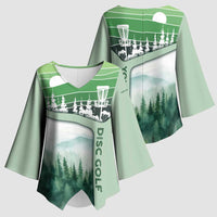 Custom Disc Golf Kimono Sleeve Blouse with Forest Landscape Basket Silhouette - Wonder Print Shop