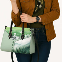Custom Disc Golf Leather Bag with Forest Landscape Basket Silhouette - Wonder Print Shop